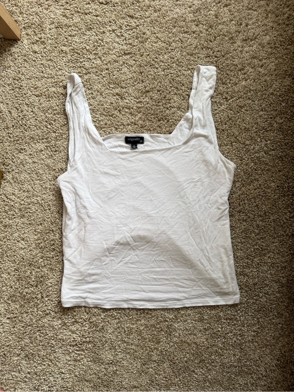 Originality+ White Square Neck Tank Top